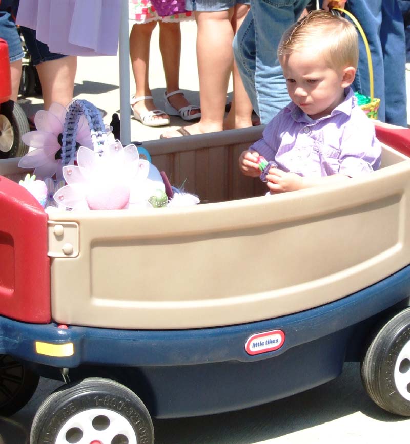 photo of a child in a wagon